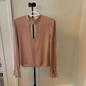 re:named Blush Keyhole Long Sleeve Blouse